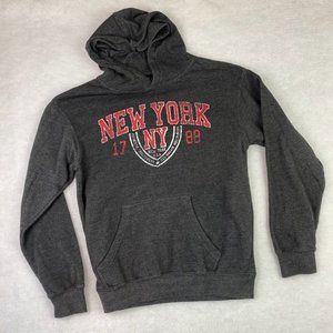 Point Sportswear Men's Charcoal Grey New York Long Sleeve Hoodie Size MEDIUM